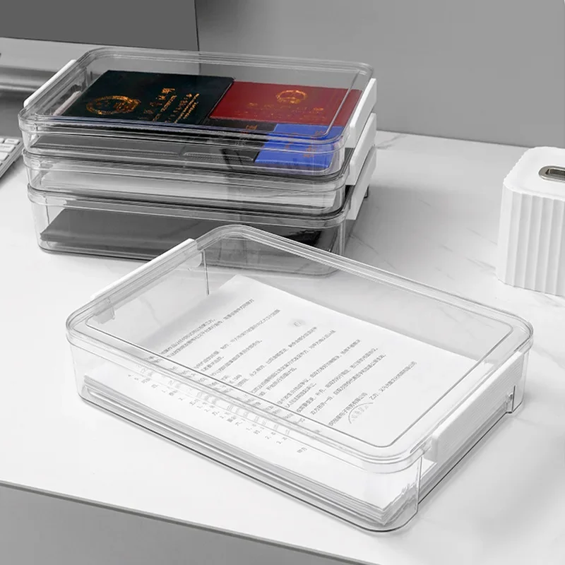 Clear Document Organizer Certificate File A4 Box Important Information Registration Book Dust Proof Box Storage Desk Organizer