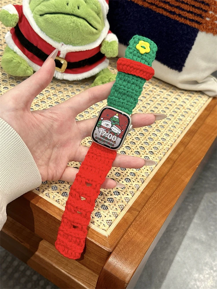 Y2k dziergany kwiatowy pasek do Apple Watch taśma do ćwiczeń Ultra2 49mm 41 45 38 42 40 44mm urocza damska pętla pasek do zegarka iwatch 9 SE 8 7 6