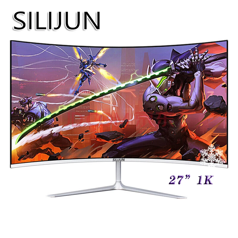 SILIJUN Monitor PC 27 Inch 2K 2560x1440p/1K 1920x1080p TFT/LCD Curved  75Hz HD Gaming Display Desktop Screen VGA/HDMI Interface