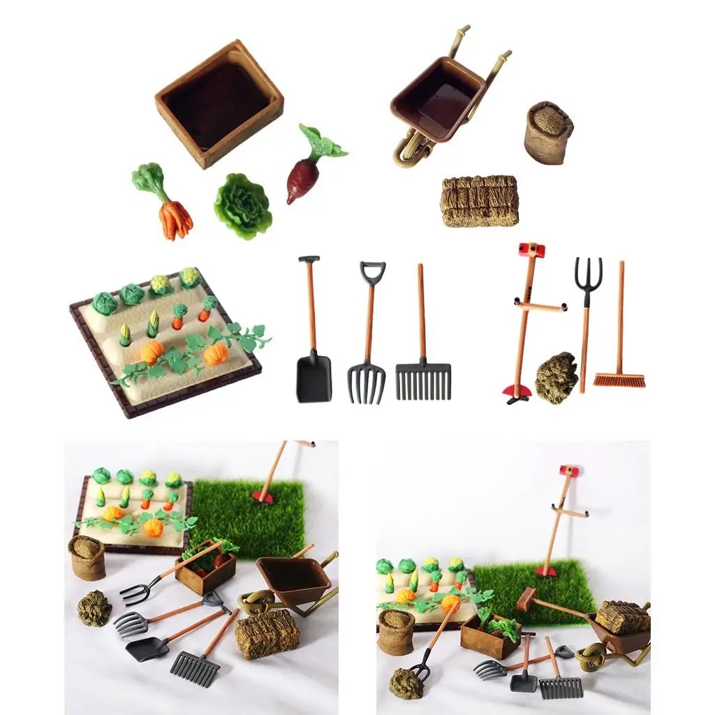 ミニチュアハウス用の小さな農具キット - 子供向け教育プレイセット