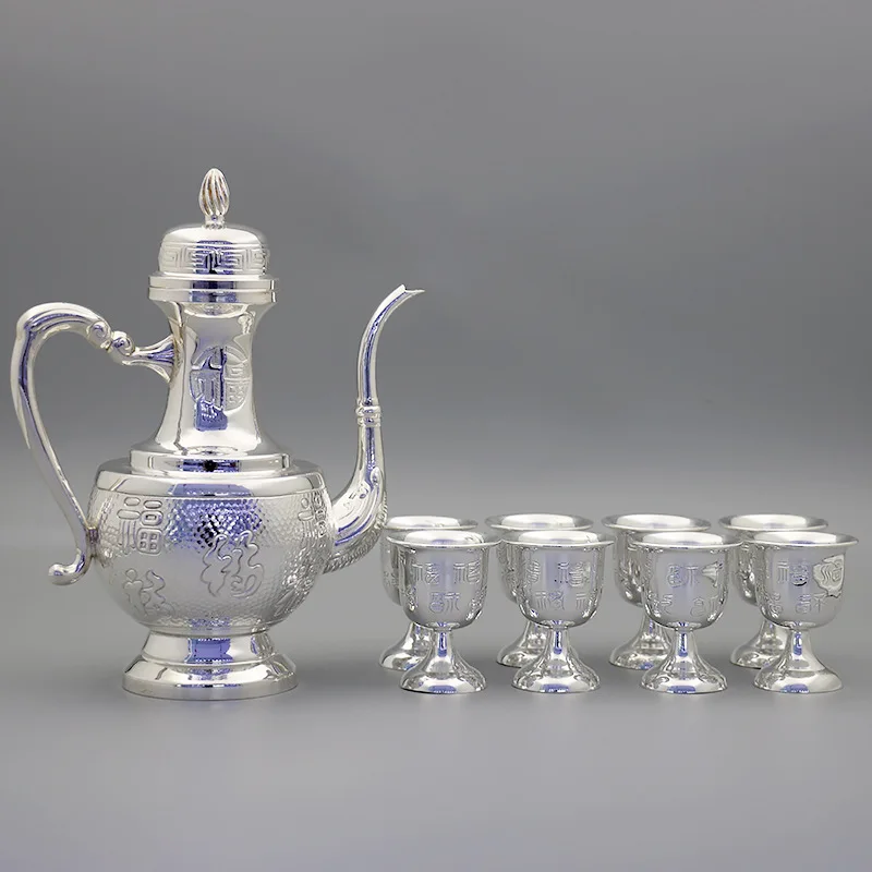 

Sterling Silver 999 Baifu Wine Set