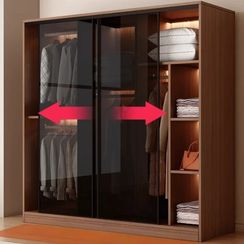 

Bedroom Furniture Solid Wood Sliding Door Wardrobes Clothes Closet Wardrobe Clothing Cabinets Closet For Clothes Storage Cabinet