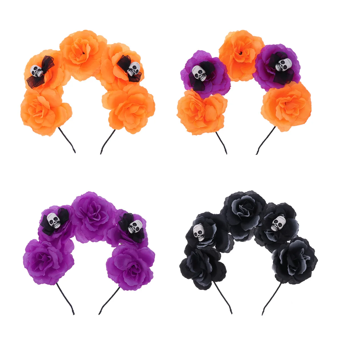 

Skull Hair Hoop Halloween Headband Costume Accessory Lightweight Wear Flower Design HairDecoration Festivals Props