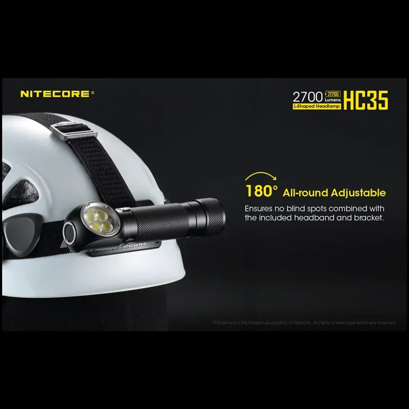 Original NITECORE HC35 Headlamp 2700 lumen USB Rechargeable With 4000mAh Battery L-shaped HeadLight For Outdoor Lighting