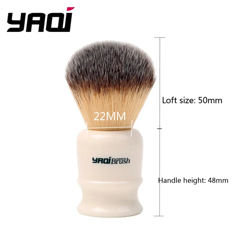 YAQI 22 مم فرشاة حلاقة الشعر الاصطناعية الصفراء ومجموعة صابون خشب الصندل - مقبض من الراتنج، هدية للعناية باللحية أثناء السفر للرجال #6