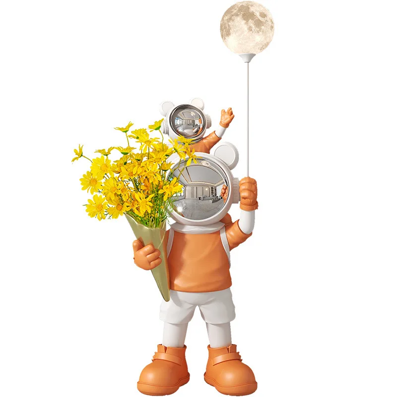 Home Decor INS Parent-child Astronaut Vase Moon Lamp Floor-standing Large Decorative Ornament for House Resin Crafts Gift