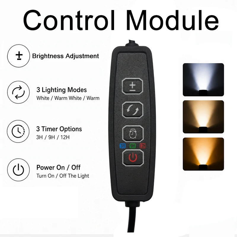 LED Aquarium-Strahler mit Einstellbarem Fokus 15 ° -90 ° 3-Farben Dimmbare Aquariumbeleuchtung mit Timer und Einstellbarer Helligkeit, Südamerikanische Lampe – Detail 4