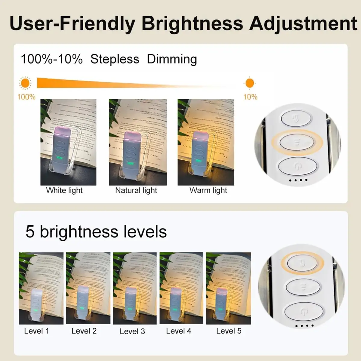 USB Rechargeable LED Book Light On Table Brightness Lamps Clip Lamp 3Colors Portable Desk Lights eye-protection For Bedside Mini