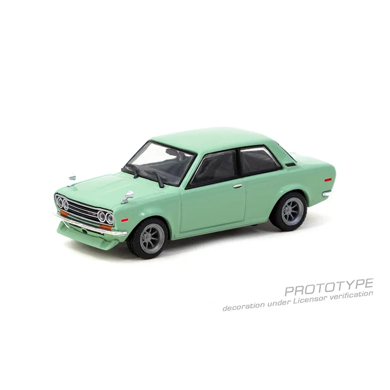 In stock TW 1:64 Datsun 510 Light Green Diecast Alloy Car Model Collection Toys