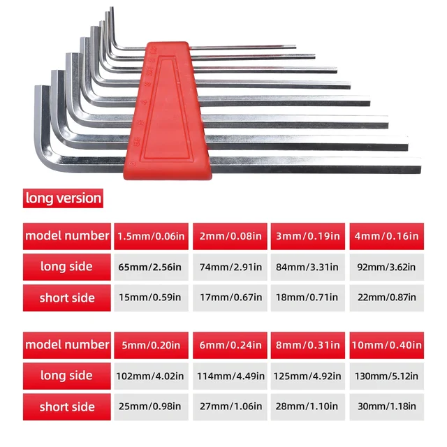 8pcs Allen Wrench Metric Wrench Inch Wrench L Wrench Size Allen Key Short Arm Tool Set Easy To Carry In The Pocket 2