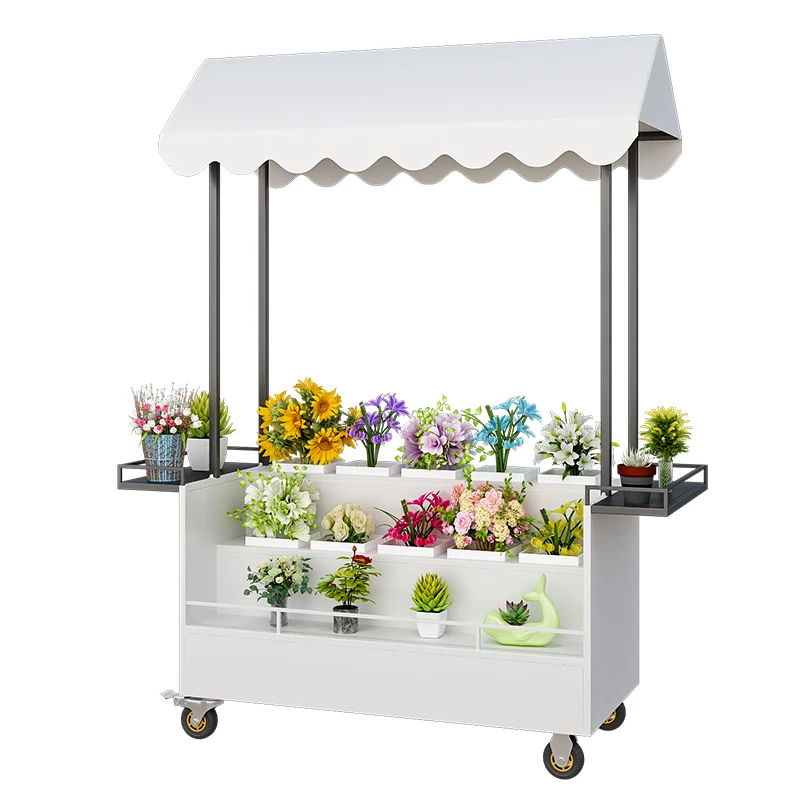 

Flower shop special flower display stand stall selling cart flower arrangement bucket trolley