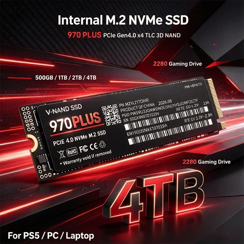 SSD M.2 NVMe interno 970 PLUS PCIe Gen3.0 X4 TLC 3D NAND 500GB 1TB 2TB 4TB 2280 para PC e laptop