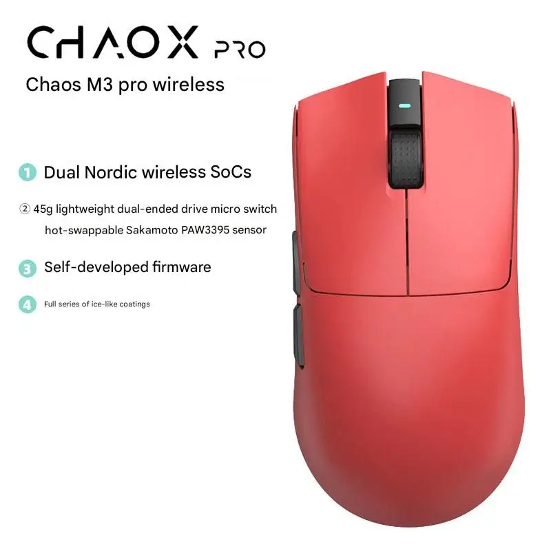 

Беспроводная мышь CHAOS M3 Mini Pro, двойной режим, легкая игровая мышь PAW3395, 1 кГц, эргономичные мыши на заказ, аксессуары для ПК Agile