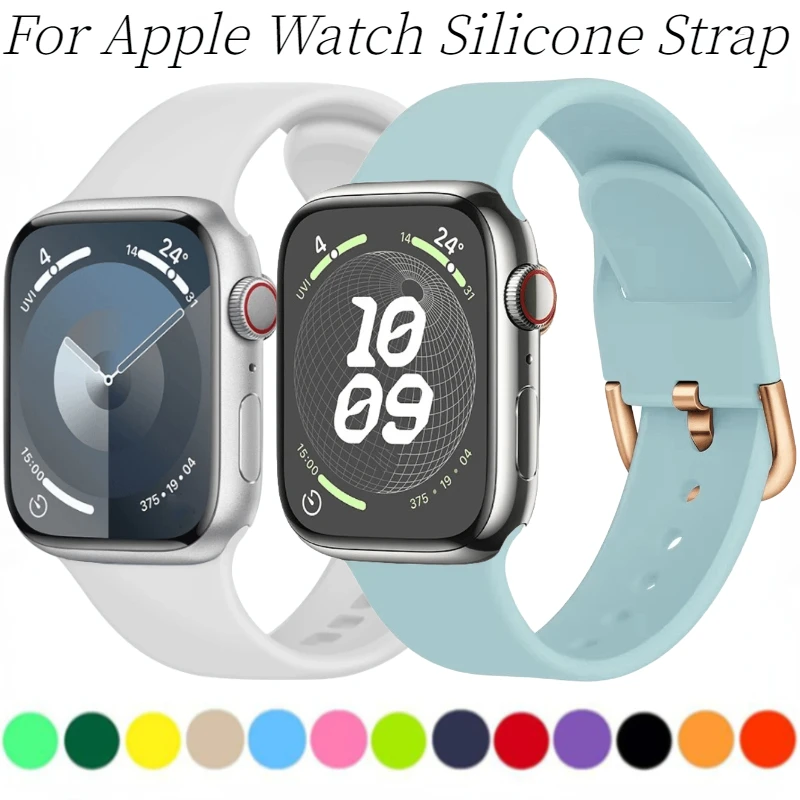 

Силиконовый ремешок для Apple Watch Ultra/2 49 мм 10 42 мм 46 мм 9 8 7 45 мм 41 мм Браслет Ремень iWatch Series 6 5 4 3 SE 44 мм 42 мм 40 мм