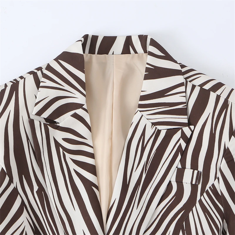 KEYANKETIAN 2026 Autumn Zebra Print Blazer Lapel Single‑Button Slim Fit Long Sleeve Pocket Design Trendy Women Suit Jacket Top
