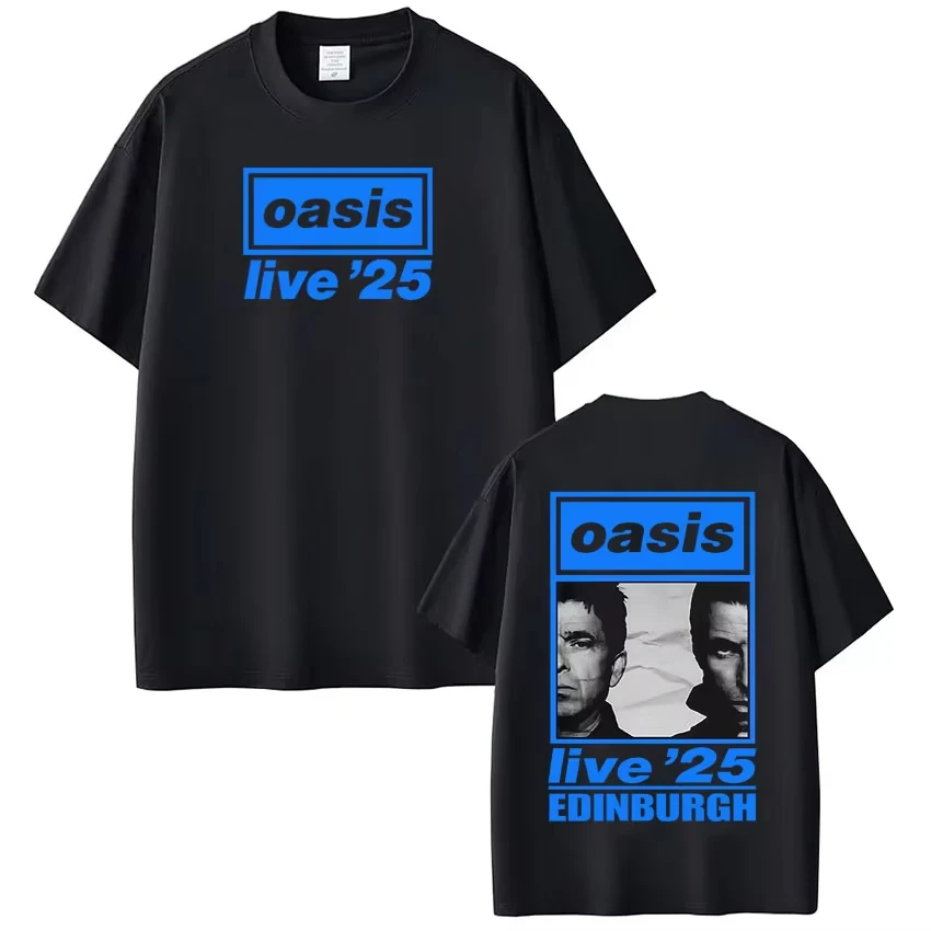 Casual loose cotton T-shirt fan gift top British rock band OASIS Live 25 tour printed T-shirt men's and women's hip-hop T-shirt