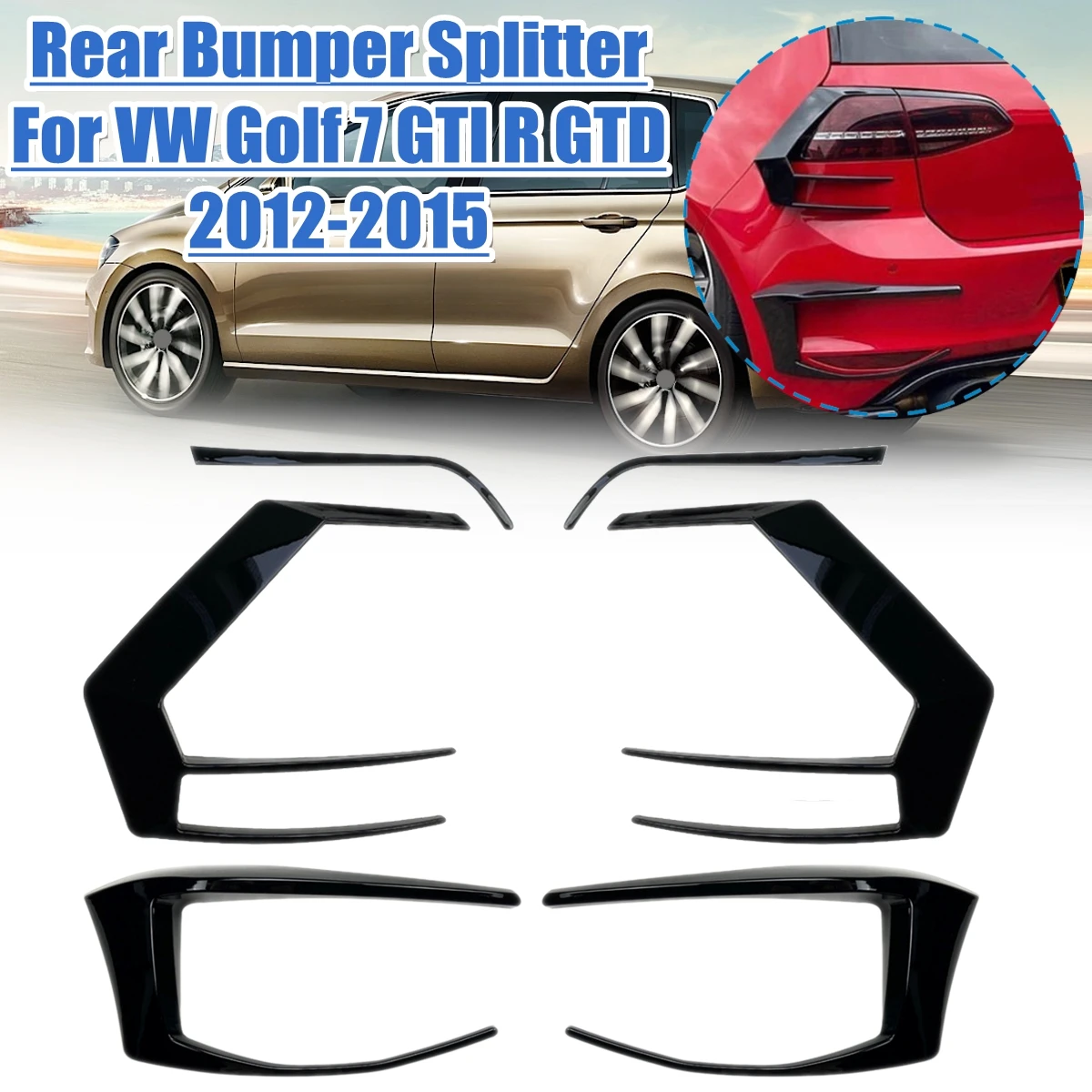 

Глянцевый черный задний фонарь, задний бампер, спойлер, противотуманная фара, накладка для VW Golf 7 GTI R GTD Mk7 20122014-2015, автомобильные аксессуары