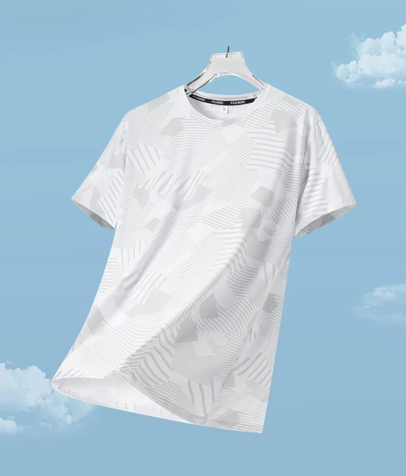 Männliches Lauf-T-Shirt, Sommer, atmungsaktiv, verschleißfest, Fitness-Sport-T-Shirt, Outdoor, leicht, Jogging, Fitnessstudio, Training, Sportbekleidung – Detail 12