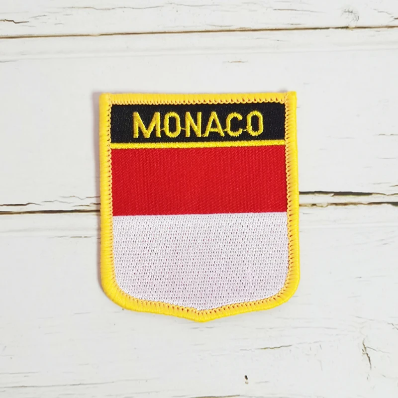 Distintivo della toppa del ricamo dello scudo della bandiera nazionale in tutto il mondo 6*7cm messico MONACO MAURITIUS MONGOLIA NEPAL nuova zelanda