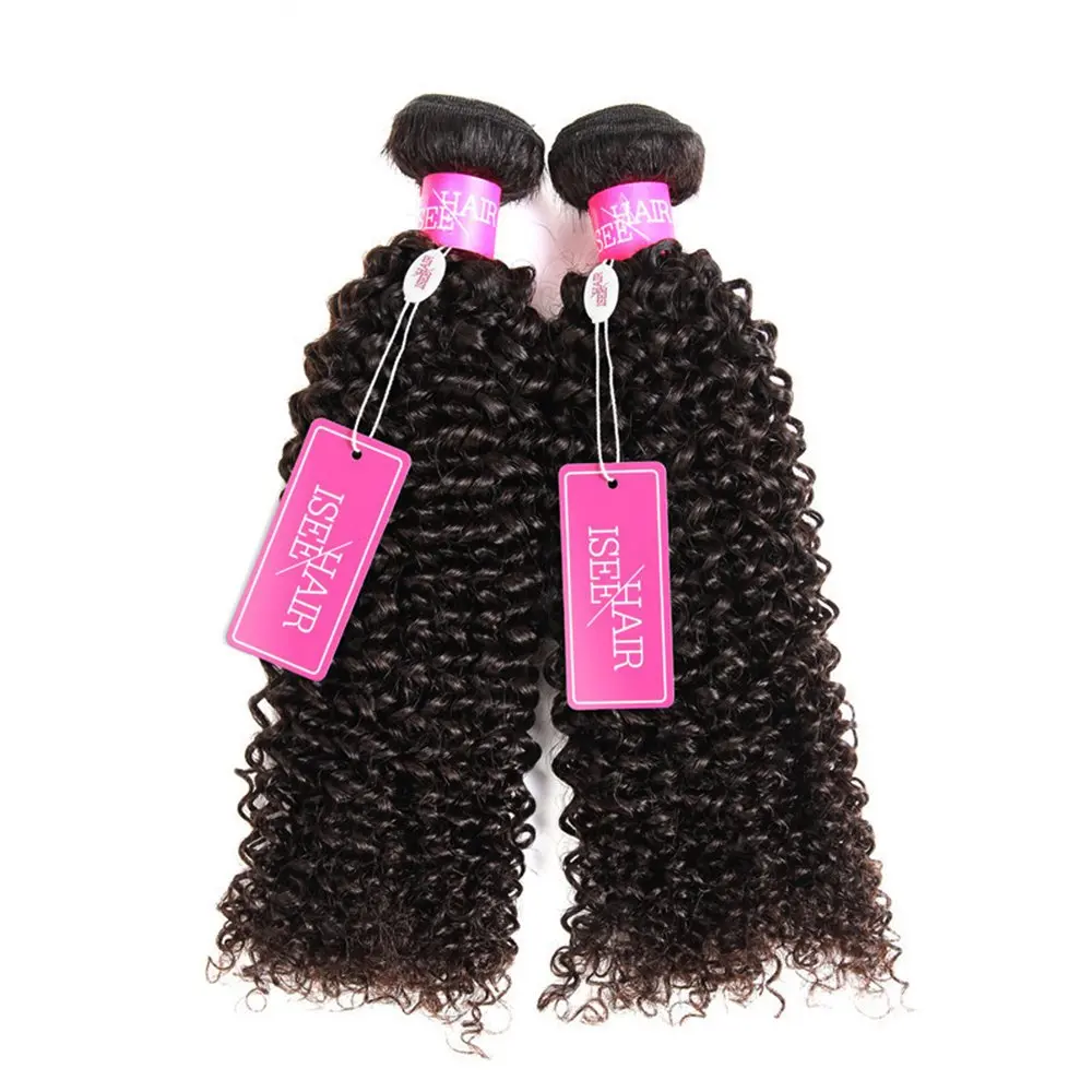 Isee Hair 9A Grade Mongolian Kinky Curly Hair Extension Virgin Human Hair Weaving 3 Bundles Kinky Curly Virgin Hair 100% Human