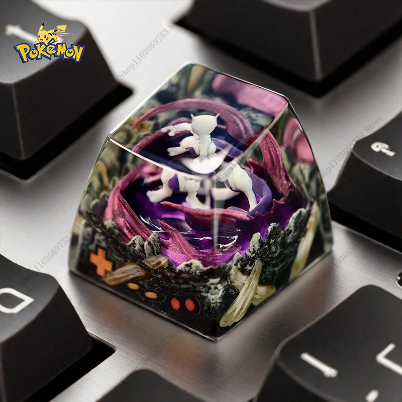 Pokemon Resin Keycaps Anime Character Mewtwo 3D Transparent Resin Keycaps For Mechanical Keyboard accessories Exquisite Gifts