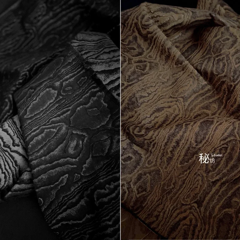 

Черно-коричневое колесо дерева, жаккардовая ткань, креативная четкая одежда, ветровки, брюки, дизайнерские ткани для шитья своими руками, ткань