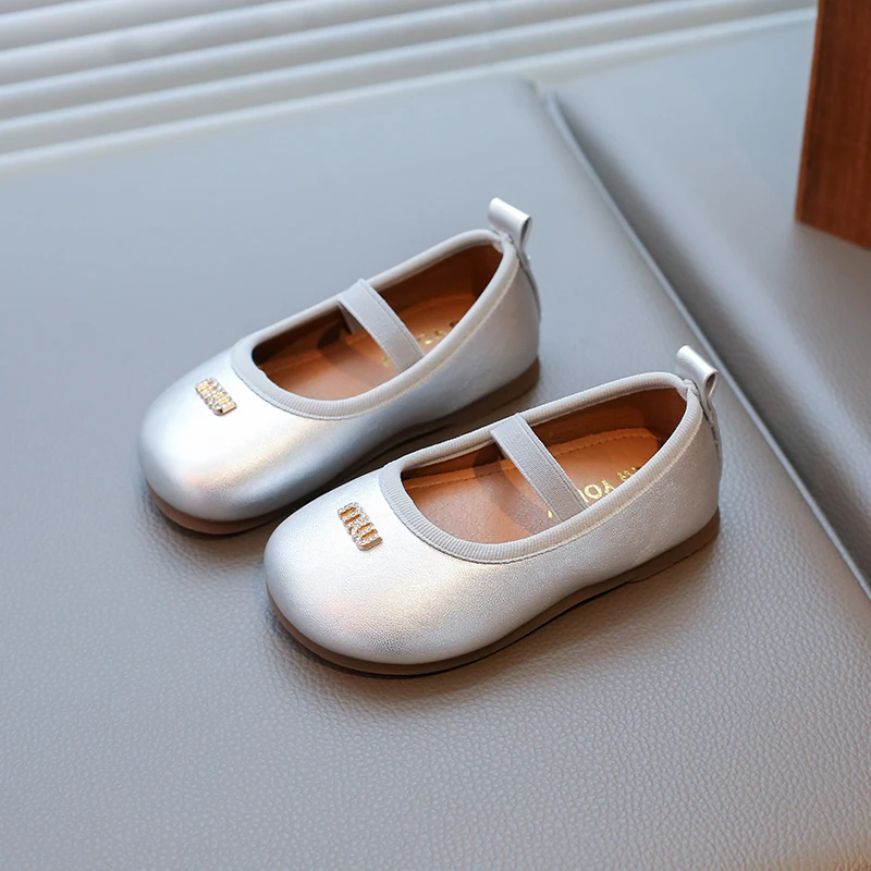 Children's Little Leather Shoes for Girls Korean Style Ballet Flats Soft Sole Anti Slip Fashion Princess Single Shoes Toddler