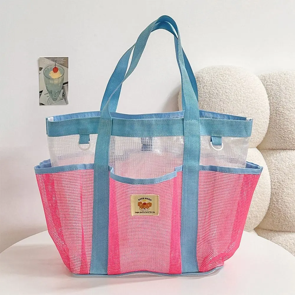 Robuste Mesh-Tragetasche mit mehreren Taschen, großes Fassungsvermögen, tragbare Schwimmtasche, tragbare Strandtasche für den Sommer – Detail 5