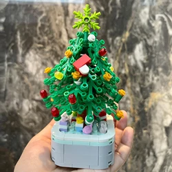Christmas tree building block potted decorations, large and small green, powder, Christmas holiday gifts