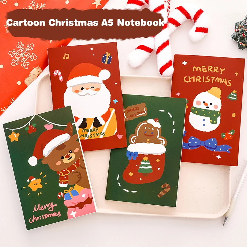 Creative Christmas A5 Pocket Notebook Cartoon Mini Notepad Fashion Students Writing Notepads Office Supplies Kids Prizes