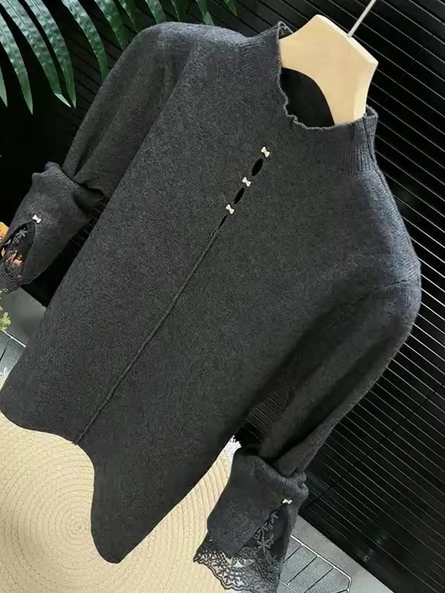 Schickes gestricktes langes Sve Crew Ne Base irt Weiches, hautfreundliches Herbst-Winter-faionable-Top Koreanische Sle Loose Fit-Strickwaren