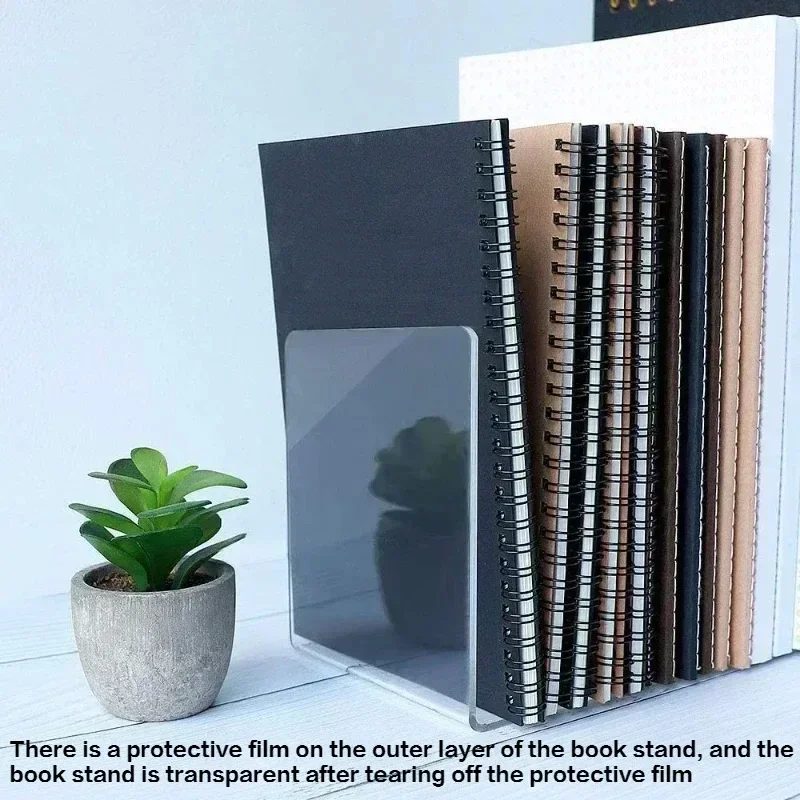 1PC Transparent Acrylic Bookends Stand Bookshelf Desktop Decorative Storage Rack Bookend Book Holder Organizer School Stationery