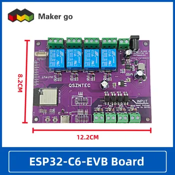 ESP32-C6-EVB Board Support Tasmota WIFI6 Bluetooth5 LE Zigbee Connection with 4 Relays 4 Inputs for Matter and Smart Home Work