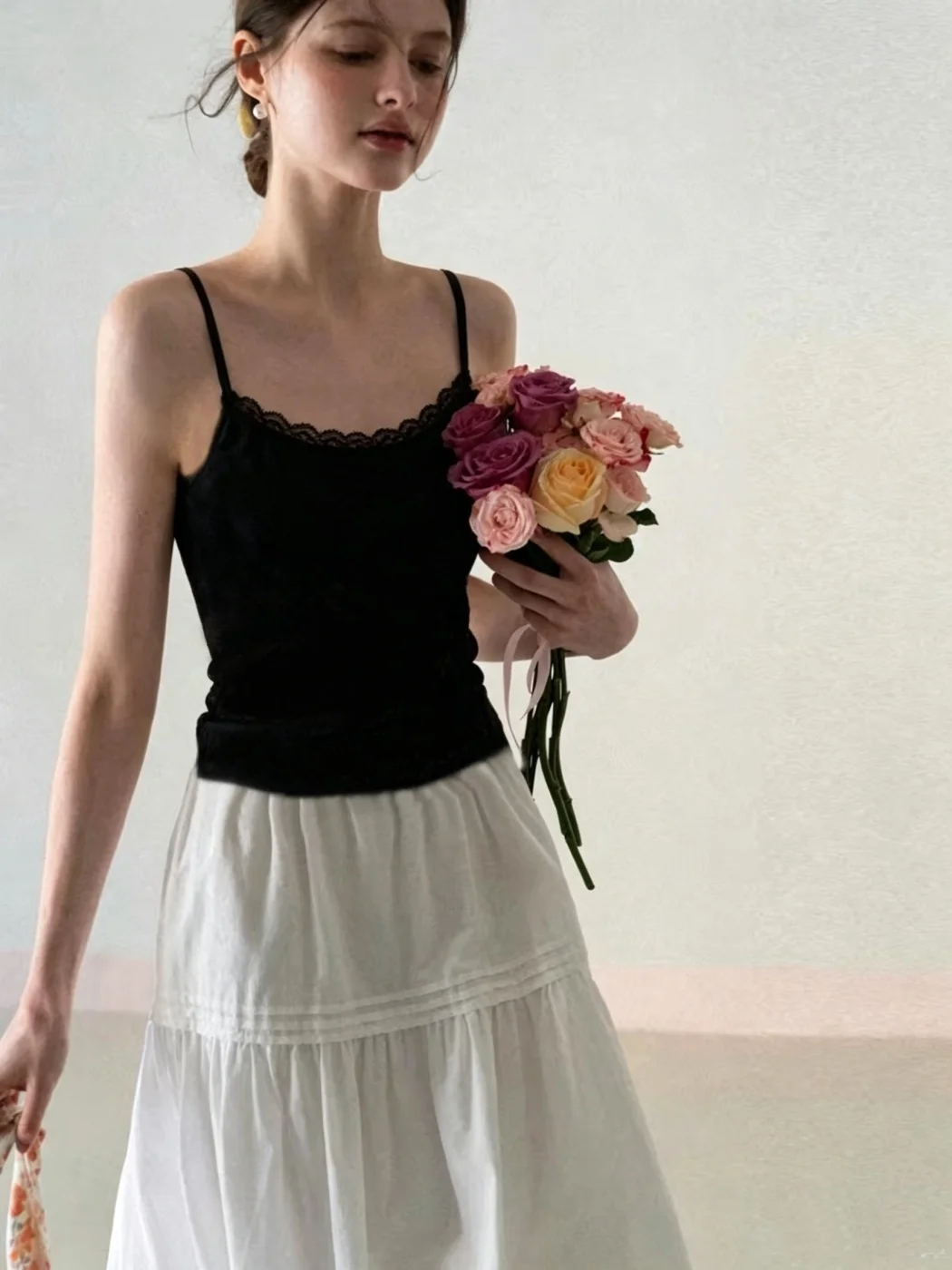 Summer New Style Women's Lace Crop Top Tank Vest Large Size Inner Wear Outer Wear Versatile Base Layer Shirt Cotton Spandex