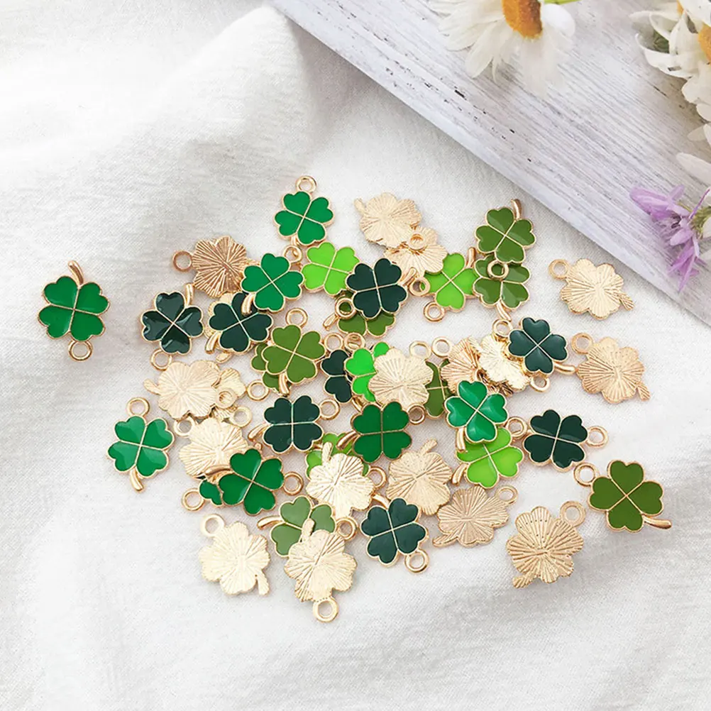 

48pcs Four Leaf Charms Jewelry Accessories Keychain Pendant Earring nament Necklace Pendants DIY Craft Material