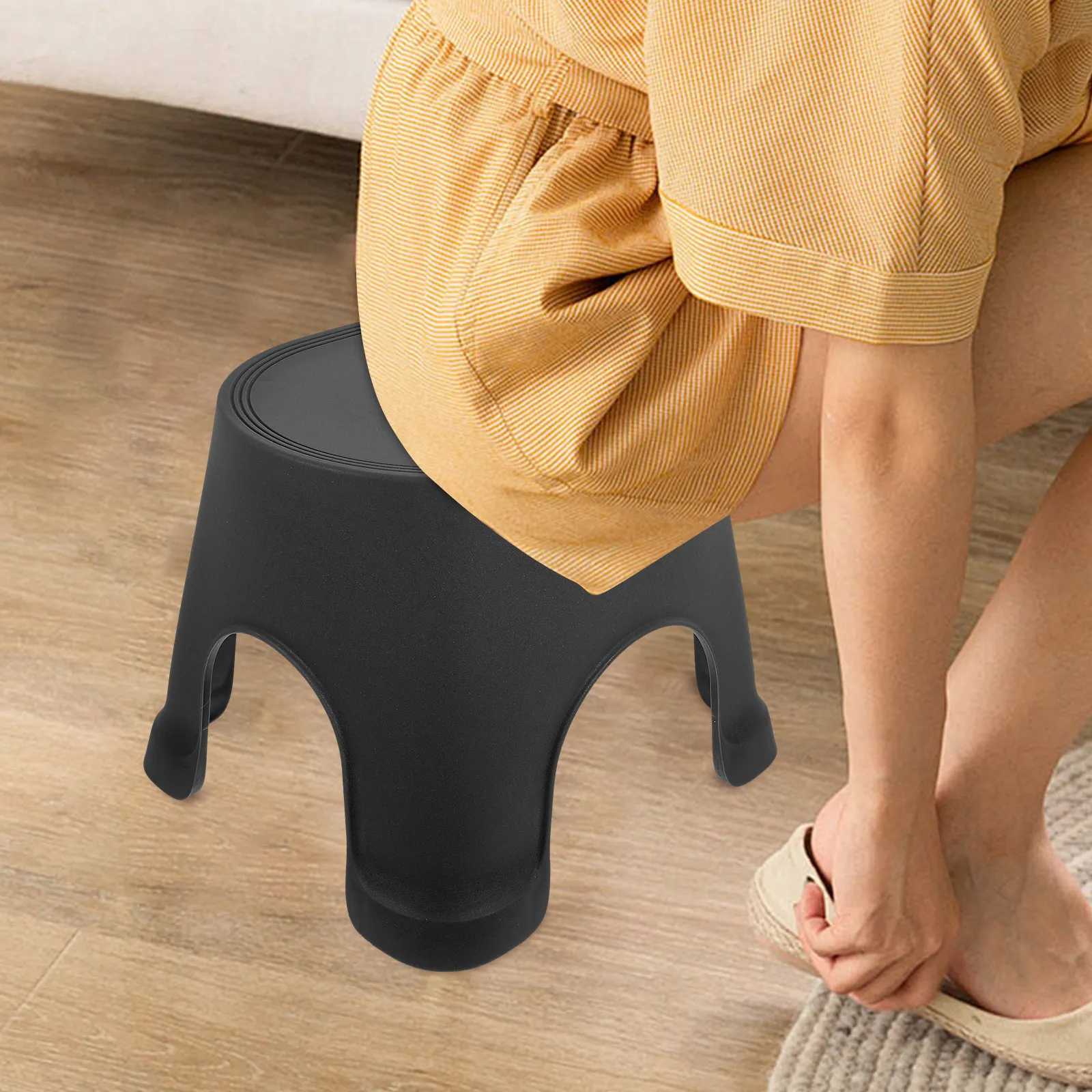 Non-Slip Heavy-Duty Bath Stool for Bathroom – Plastic Step Stool with Foot Rest & Safe Standing Seat