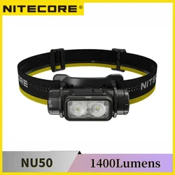 NITECORE NU50 충전식 헤드램프, 강력하고 가벼운 헤드라이트, 내장 21700 배터리, 1400 루멘