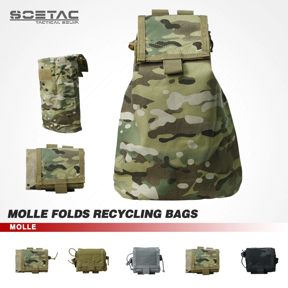 

SOETAC Molle Tactical Accessories Camo Foldable Dump Pouch Outdoor Hunting Magazine Recycling Bag Molle Dump Pouch