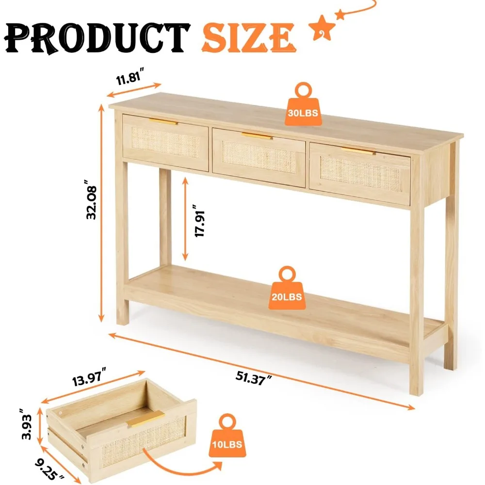 Sofa Tables, Features Three Storage Drawers Provide Ample Storage Space To Store Magazines, Cosmetics or Other Personal Items.