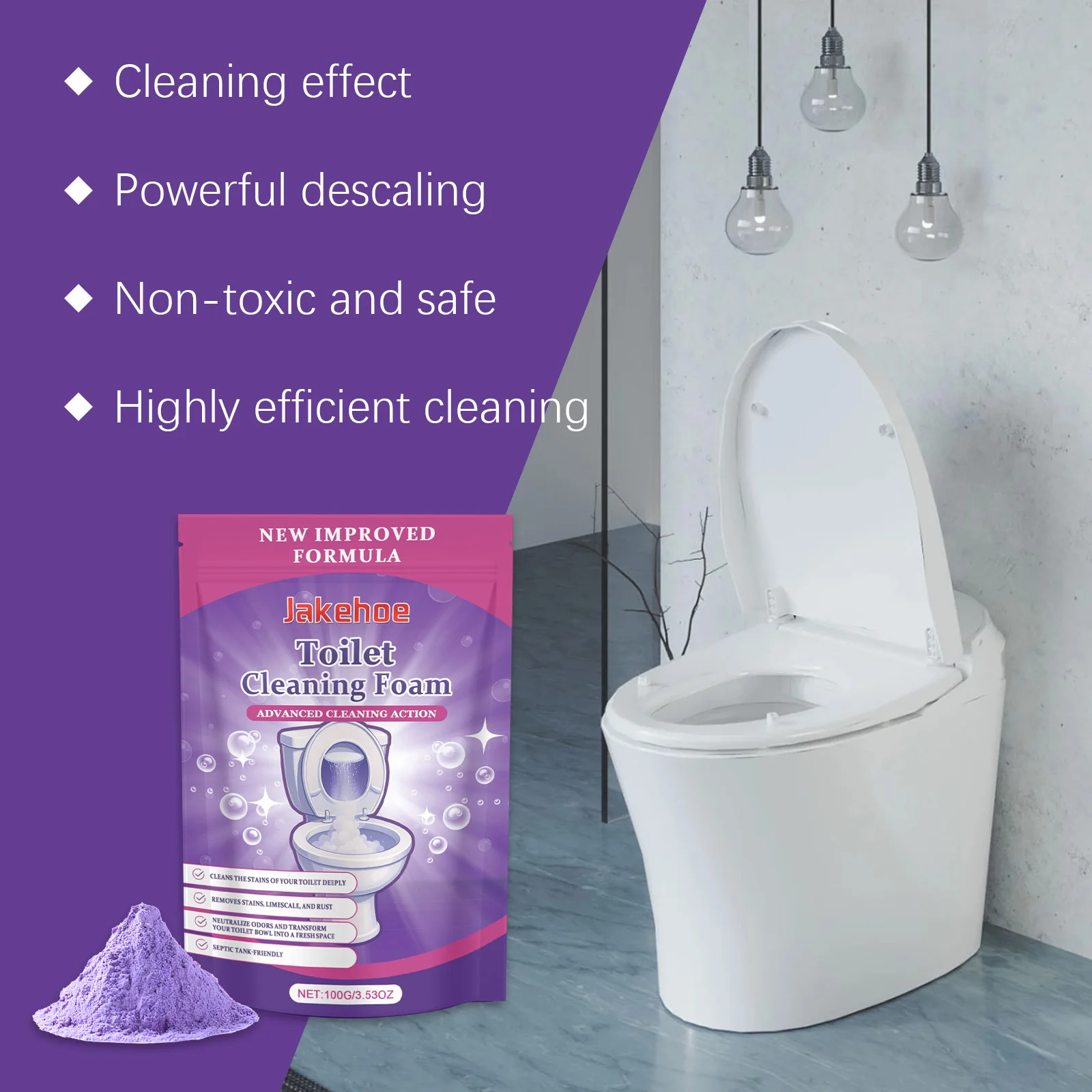 Toilet Bowl Cleaner Self Activating Miracles Powder Foam Deep Cleaning Stain Scale Remover Deodorizing For Toilet Bowl Cleaning