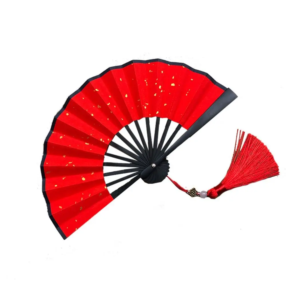 

Ancient Style 4 Inch Folding Fan Gilded Rice Paper Portable Hanfu Fan Colorful Antique Tassel Paper Fans Children