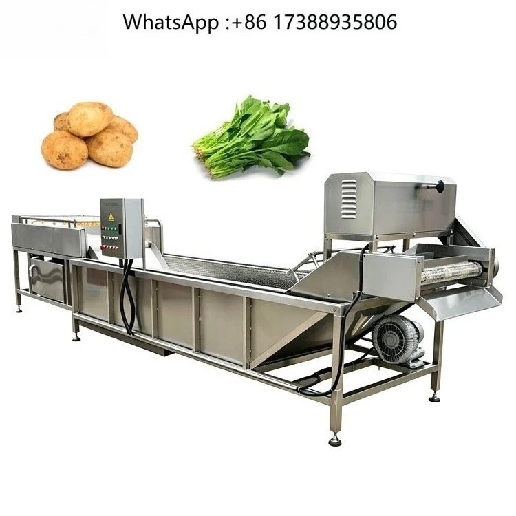 High Pressure Spray Air Bubble Washing Machine 304 Stainless Steel Motor Engine Automatic Fruit Vegetable Cleaning Line Water