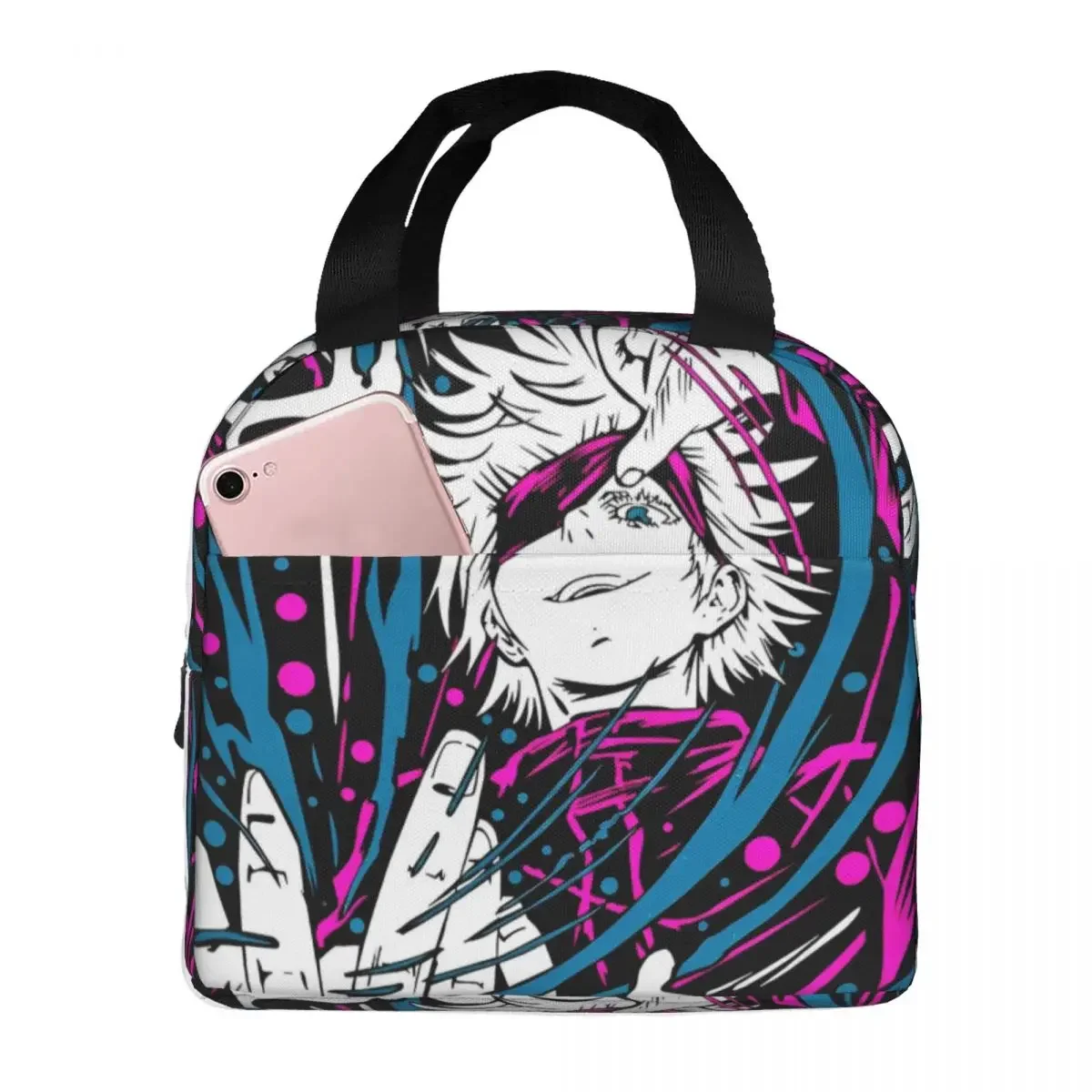 Gojo Satoru Insulated Lunch Bag Cooler Bag Meal Container Jujutsu Kaisen Japanese Anime Large Lunch Box Tote Food Handbags Work