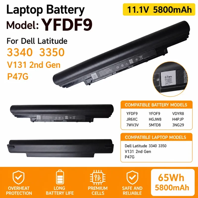 Applicable to Dell Latitude 3350 3340 V131-2nd generation P47G 5MTD8 YFDF9 battery