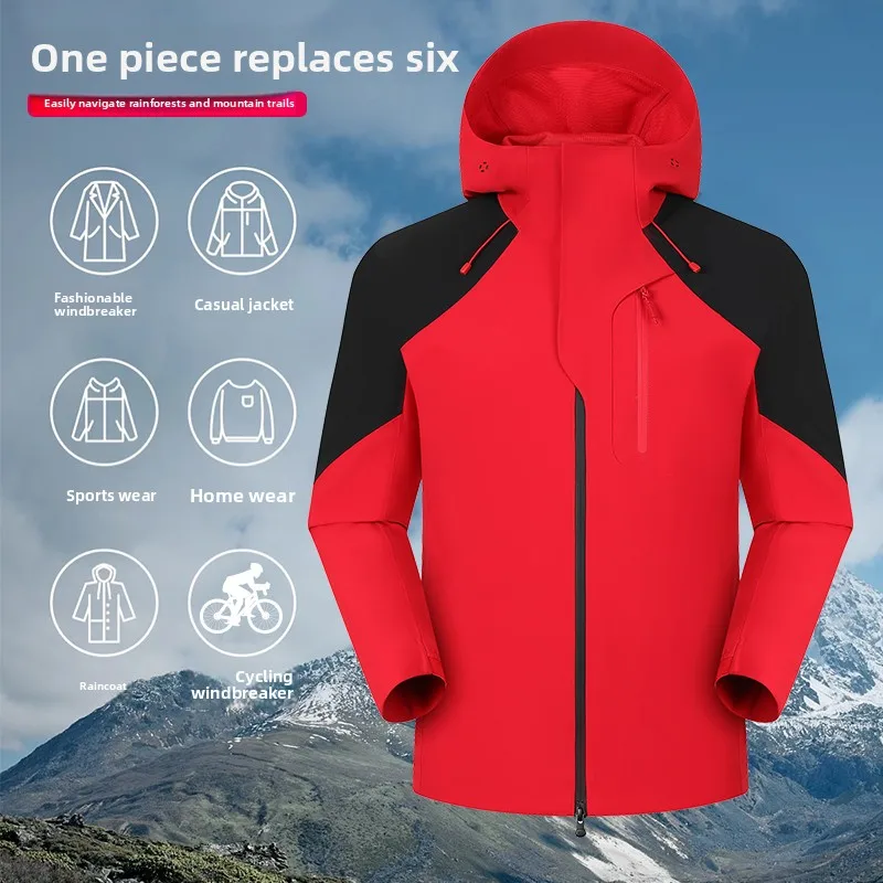 

Trade King All-Weather Outdoor Spring Unisex Windproof Waterproof Hooded Jacket Coat Nylon Polyester Zipper Closure Long Sleeve