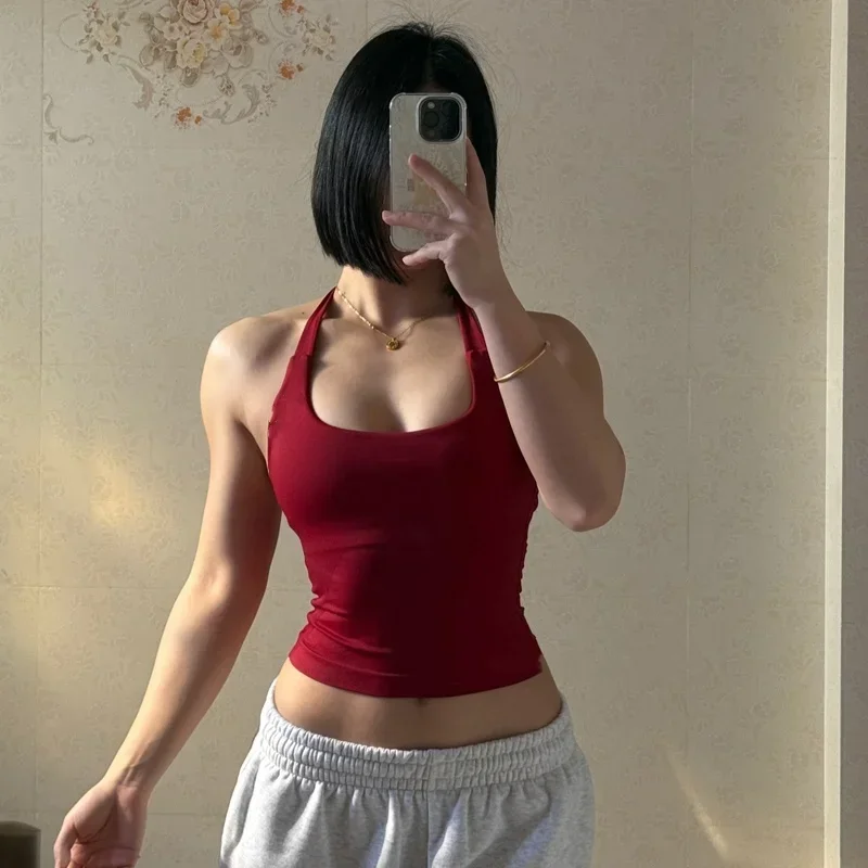 Gym Sports Top Women  Yoga Tank Longline Strappy Top Open Back Bra Sportswear Gym Clothing Running Workout Halter