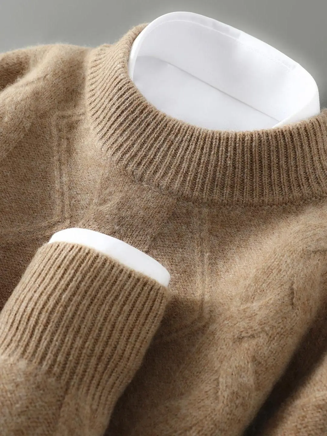 

Утепленный свитер из 100% чистой шерсти, вязаный, повседневный, свободного кроя, с высоким воротником, осенне-зимний, с узором косы, для мужчин