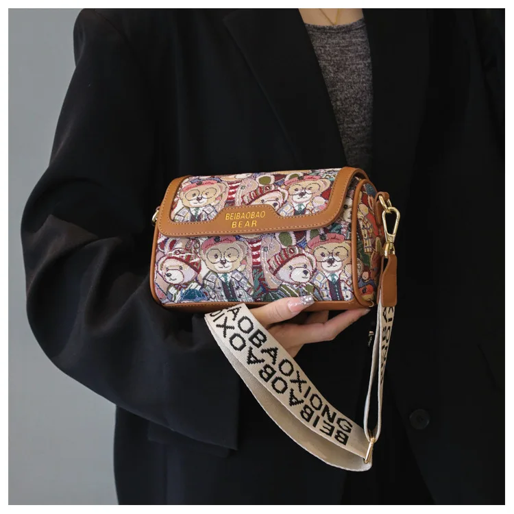 New Trendy Unique Design Cartoon Bear Single Shoulder Bag Chic Crossbody Bag Original Women's Shoulder Bag Purses and Handbags