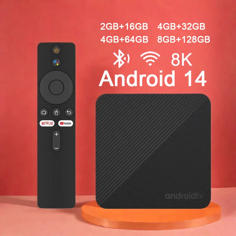 T8 TV Box Rockchip RK3518 Media Player Android14 Support HD 8K Dual Wifi BT5.4 8GB 128GB Voice Remote Control Voice Set Top Box