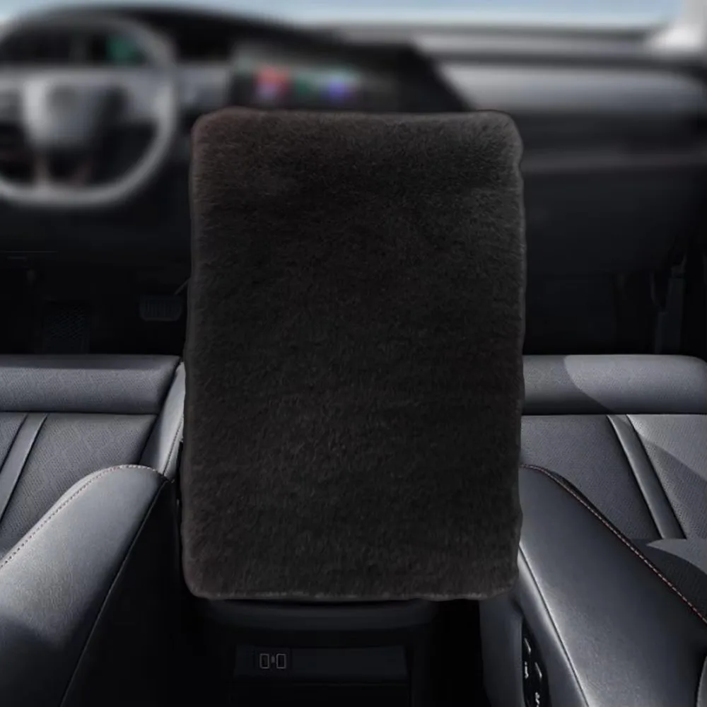 Elastic Band Car Armrest Cover Faux Fur Plush Mat Armrest Box Mat Multifunctional Universal Car Console Pad Cover